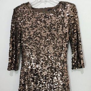Long Sleeved Sequin Cocktail Dress